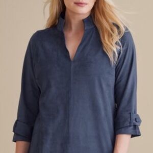 Soft Surroundings Button Down Shirt Shacket Size Medium Petite Blue